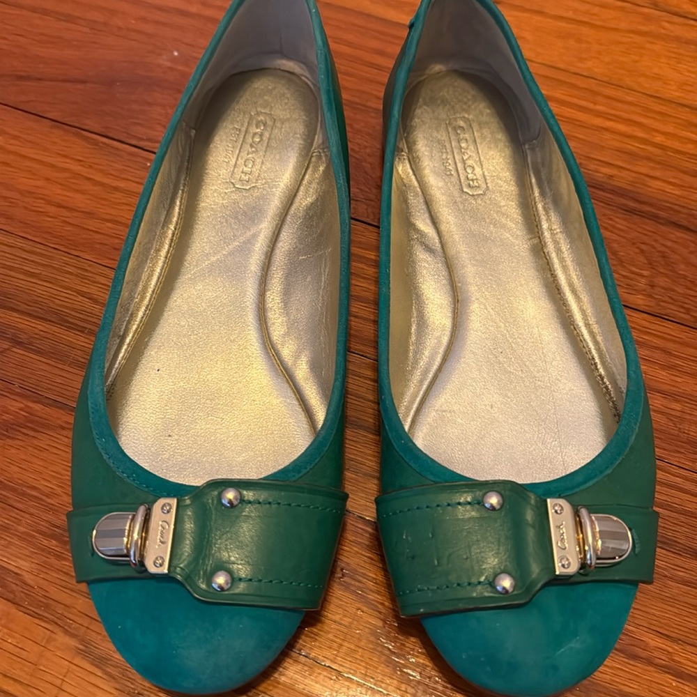 Coach gold buckle flats